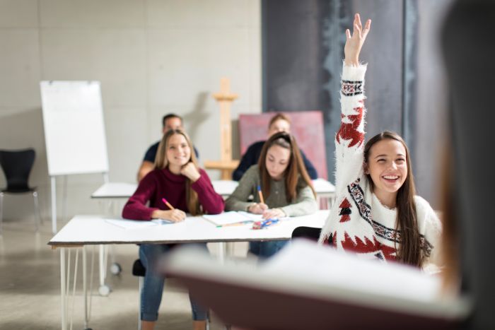 Retenção de Alunos: Como a Análise de Dados Auxilia na Permanência Escolar? 1 foto de alunos engajados na aula